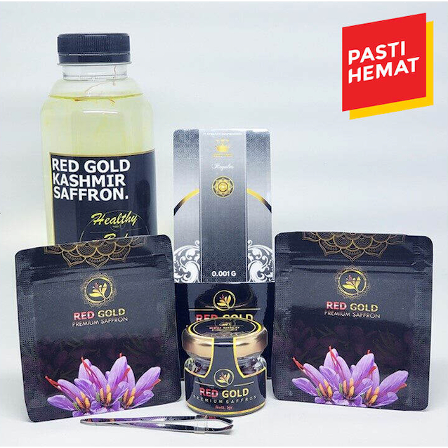 

PROMO! Red Gold Saffron Iranian Super Negin (Gratis Botol & Emas 24K!) HALAL & BPOM - PAKET HEMAT