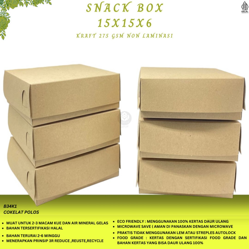 Snack Box 15x15 / Dus Kue / Kotak Kue / Box Dus Kotak Kue Pizza 15x15 / B34K1