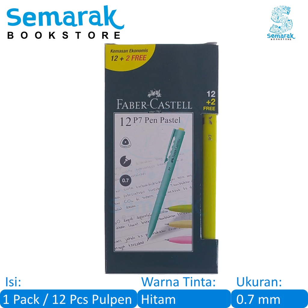 

Faber Castell Ballpoint P7 Pulpen Cetek 0.7 - Hitam [1 Pack / 12 + 2 Pcs]