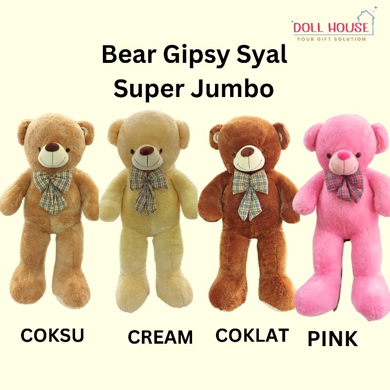 Boneka Beruang Premium SUPER JUMBO / Boneka Bear Super Jumbo / Bear Gipsy Dasi S/Jumbo / Boneka Tedd