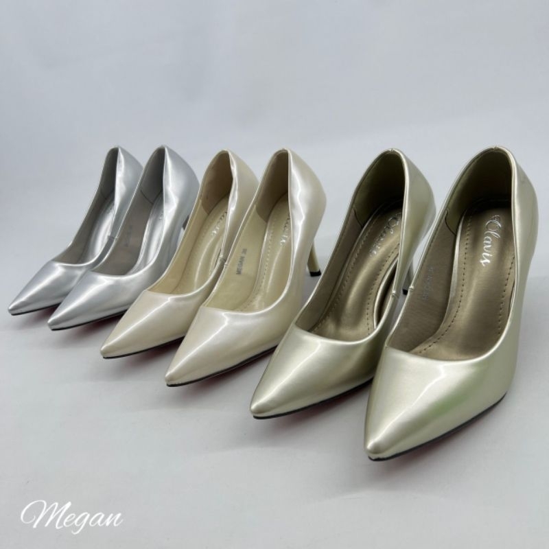 sepatu wanita model sepatu heels polos glossy fashion import (MEGAN)