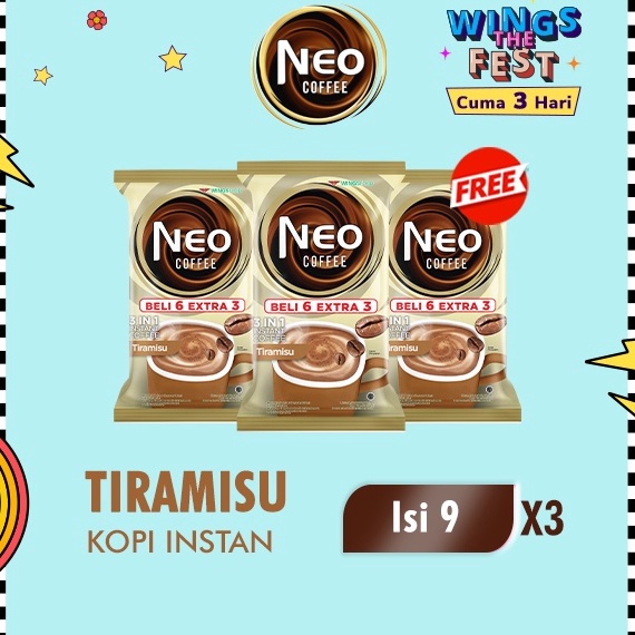 

➡ Neo Coffee Kopi Instan Tiramisu Pack 20 gr isi 6 + 3 pcs x3 41