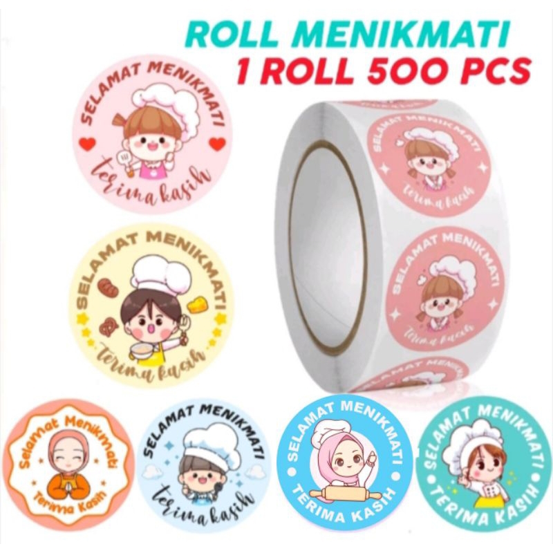 

1 roll isi 500pcs Sticker Label SELAMAT MENIKMATI Sticker Makanan 2,5 cm