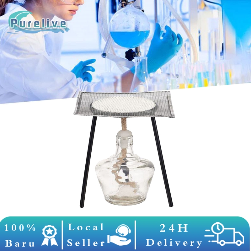 Paket Pemanas Laboratorium Set Kaki Tiga Kasa Asbes Lampu Spirtus + Kawat + Kaki Tiga