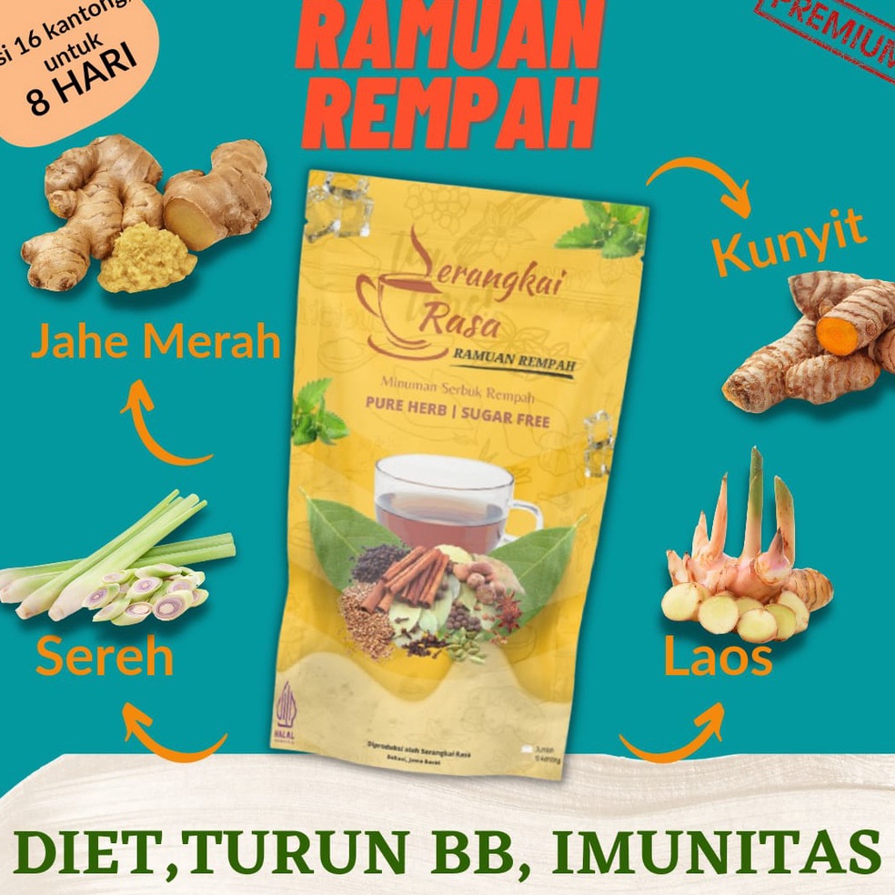 

Gr0sir [ pouch Kuning ] Teh Detox | Teh celup Rempah | JSR | Imunitas | Ramuan Rempah Serangkai [26]