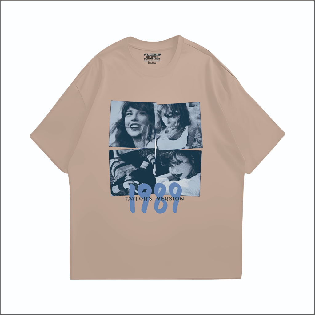 Flooks Tshirt Vintage Taylor Swift 1989 Cream Music Kaos lengan pendek cream 24s Combed