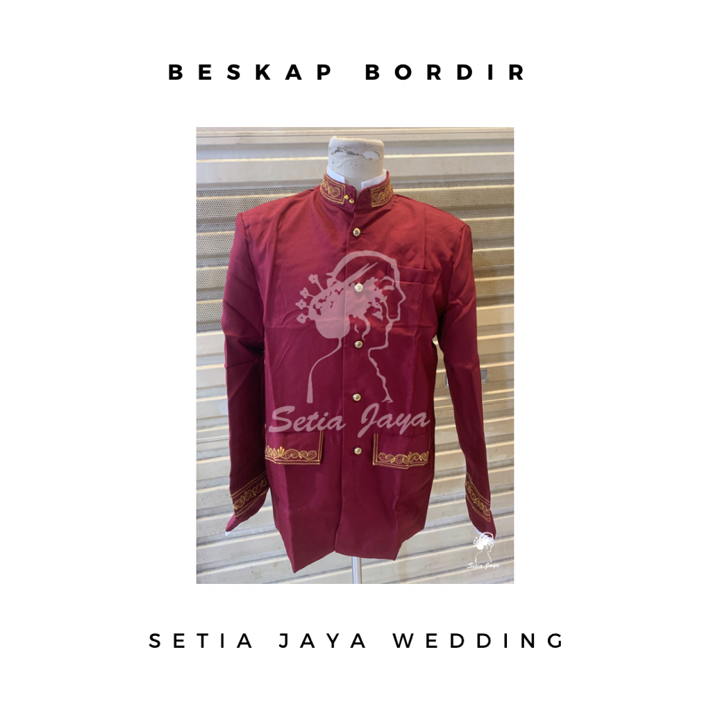 Jas Beskap Bordir Merah Maroon