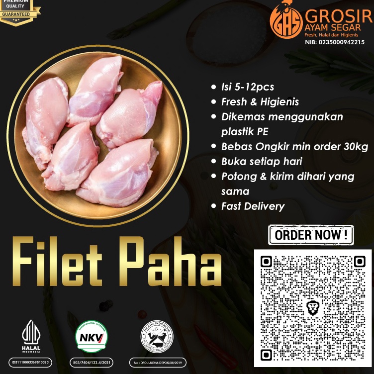 

GFYP2846 COD Daging Ayam Paha Fillet Boneless Tanpa Kulit 1kg