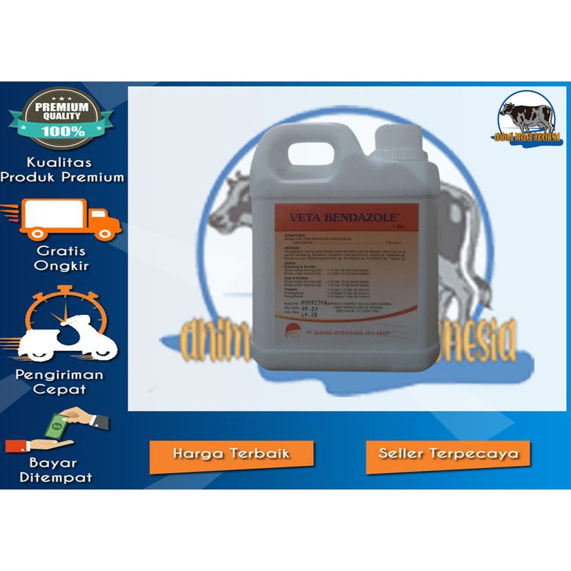 Veta Bendazole 1 Liter - Obat Cacing Sapi - Obat Cacing Kambing - Obat Cacing Ternak