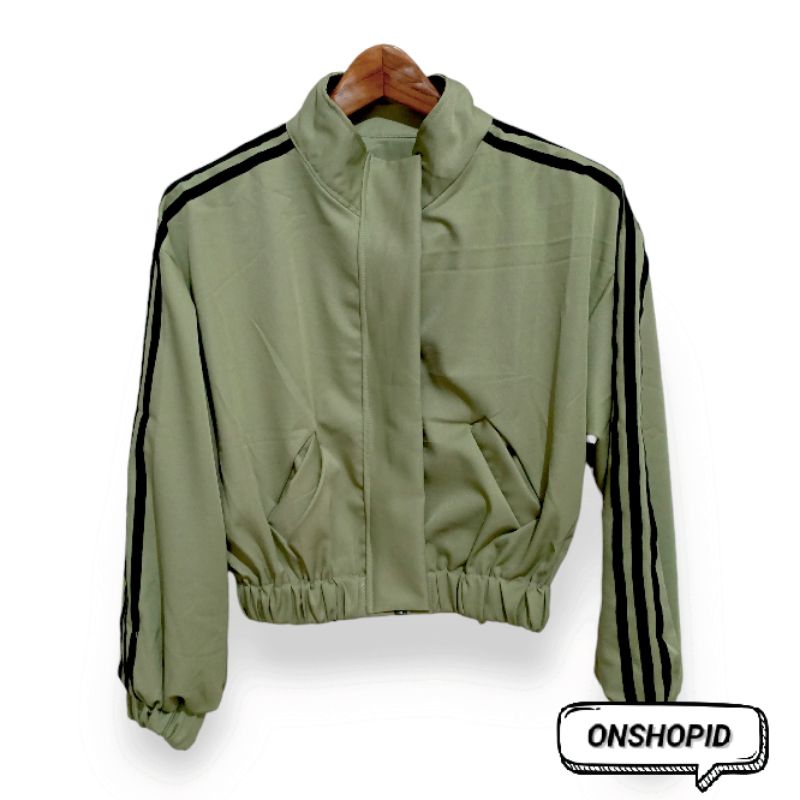 JAKET CROP CEWEK GREEN ARMY (NEW)