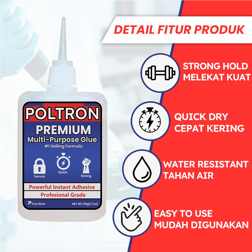 

Poltron Glue Super Strong - Lem Korea Universal Serbaguna Kayu Besi Kaca Keramik Sepatu Sangat Kuat