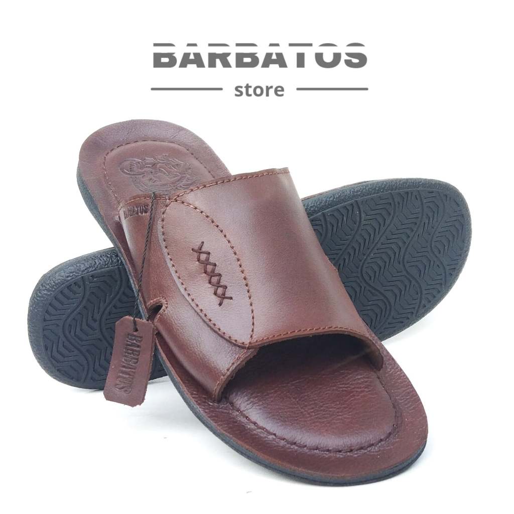 SIGMA X BARBATOS Sandal Kulit Asli Casual Pria Sandal Kulit Kokop