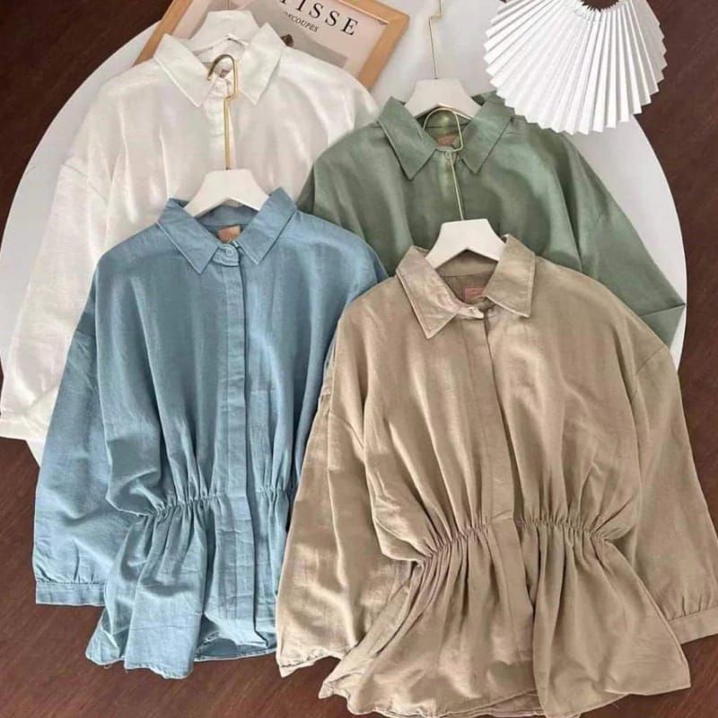 ALYA SHIRT-Kemeja Wanita kerut depan
