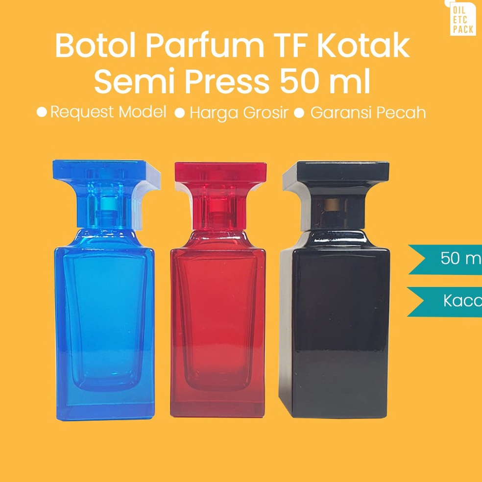 AB5381 Botol Spray Parfum Kaca TF 50ml Semi-Press (MENGGUNAKAN ALAT) / Wadah Kosong Isi Ulang Minyak