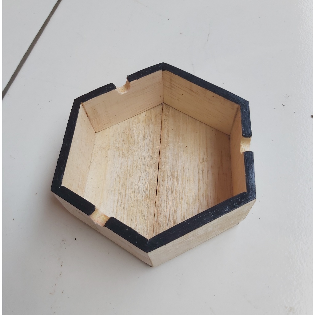 Asbak Rokok Unik kayu persegi ENAM hiasan meja tamu