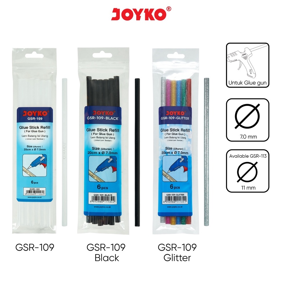 

Glue Stick Refill Lem Bakar Isi Lem Tembak Joyko GSR-109~113 6 PCS