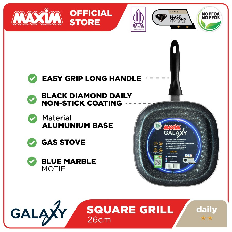 Maxim Galaxy Grill Anti Lengket Teflon 26cm Panggangan