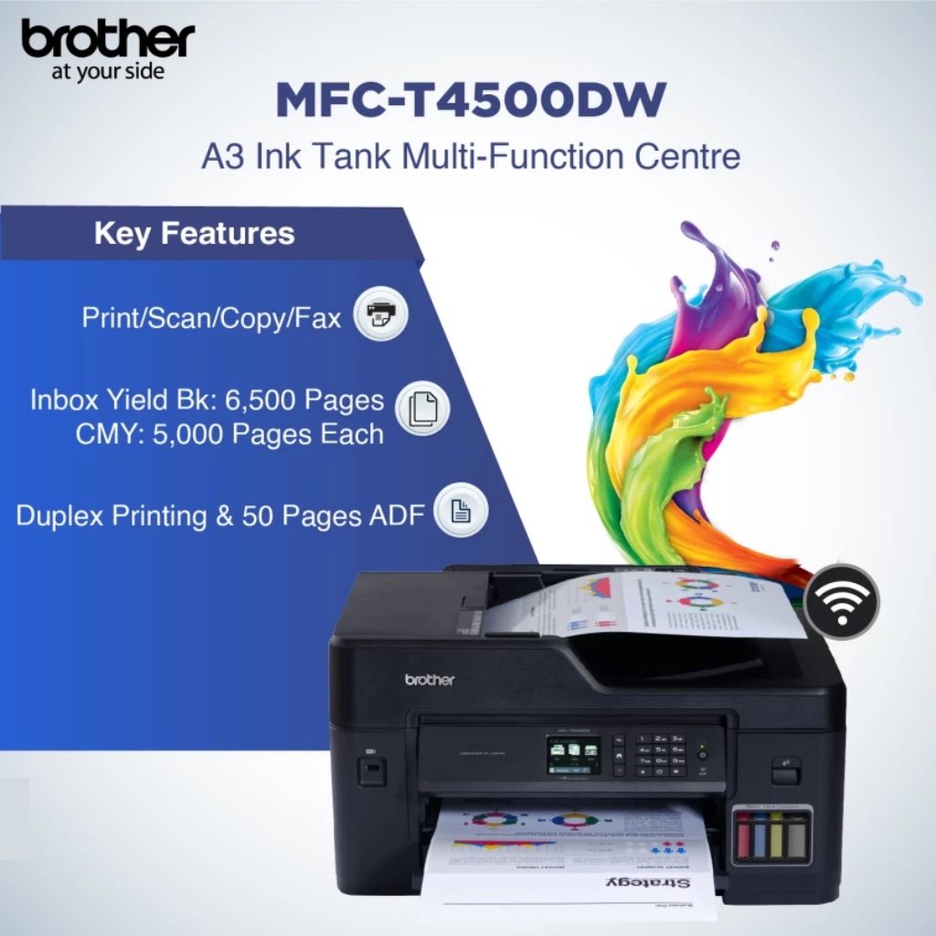 Printer Brother MFC-T4500DW Ink Tank - Print/Scan/Copy - A3