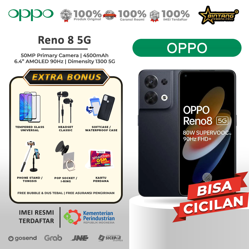 Handphone OPPO RENO 8 5G Oppo reno 8 5G ram 8/256gb garansi resmi