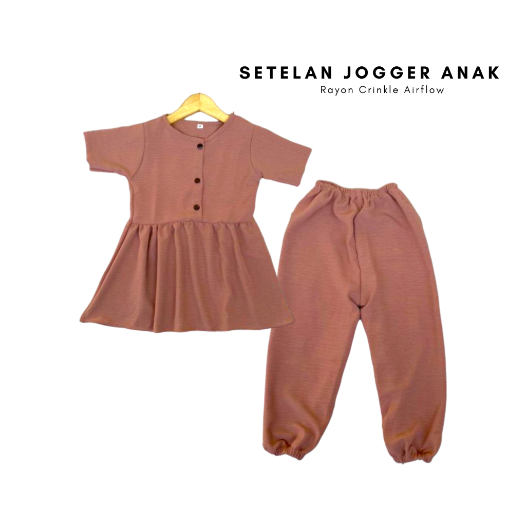 BAJU ANAK SETELAN JOGER ANAK PEREMPUAN//STELAN CRINKLE AIRFLOW