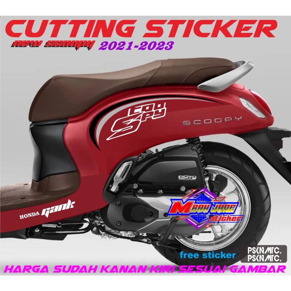 cutting stiker honda scoopy, list scoopy, scoopy new body merah