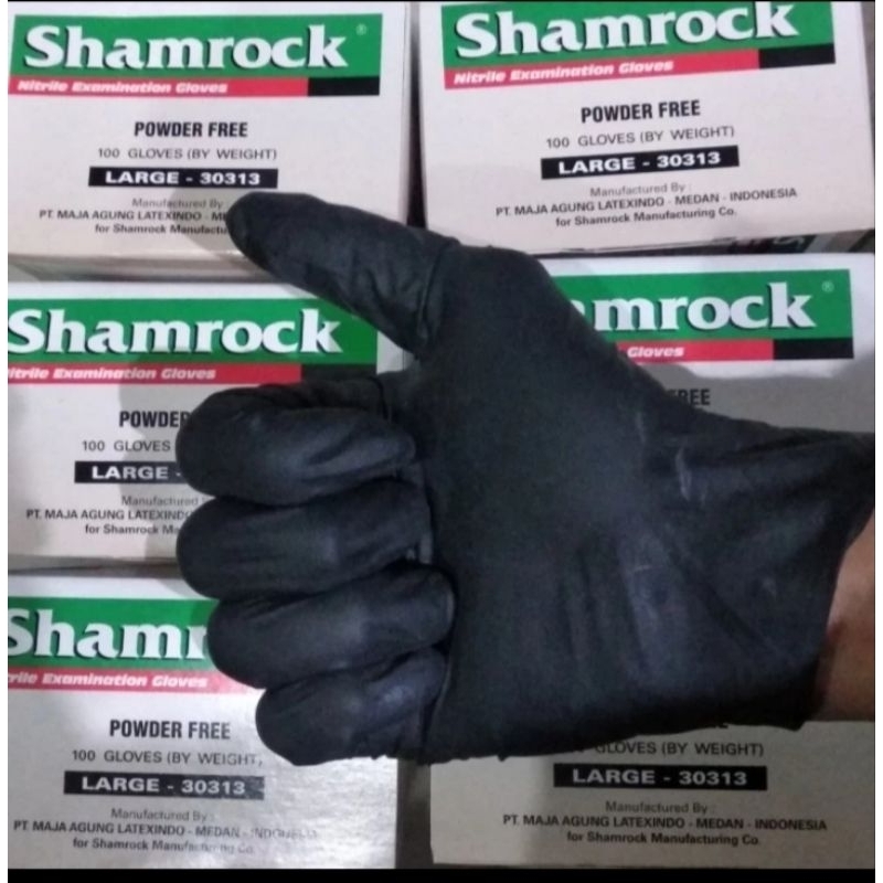 sarung tangan nitril hitam/handscoon shamrock uk L