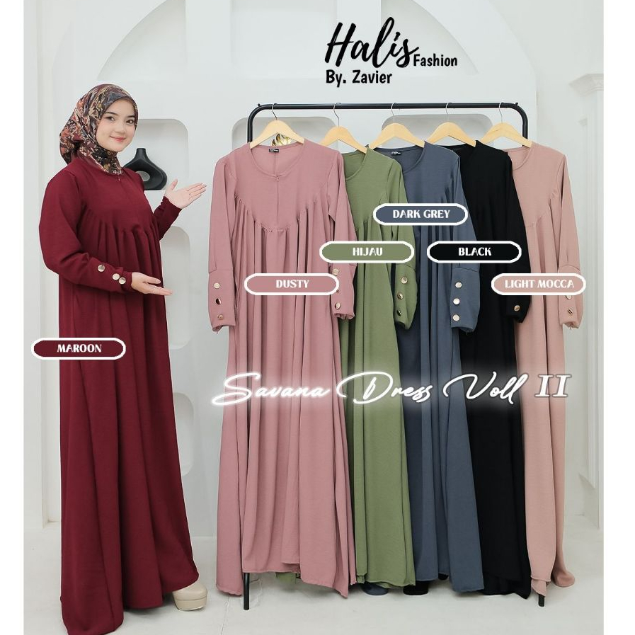 GAMIS WANITA CRINKLE AIRLOW POLOS JUMBO SAVANA DRESS ABAYA ORI HALIS FASHION