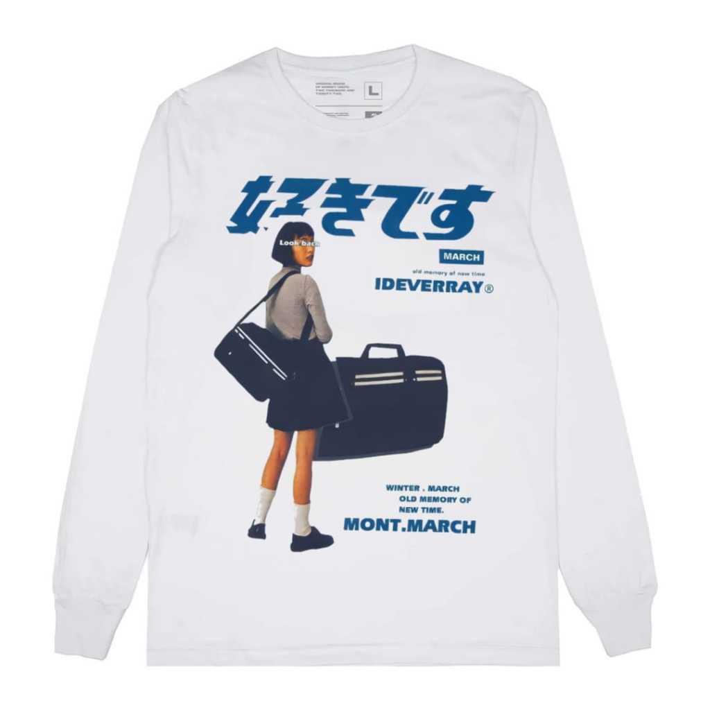 Nebula Tshirt Ideverray Vintage Kaos lengan Panjang Putih