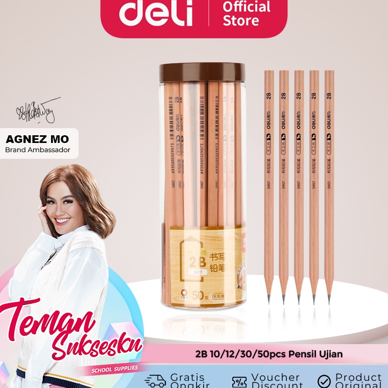 

74 Deli Graphite Pencil / Pensil Kayu Grafit 2B isi 12pcs 50pcs/BOX S907 S909 maeds