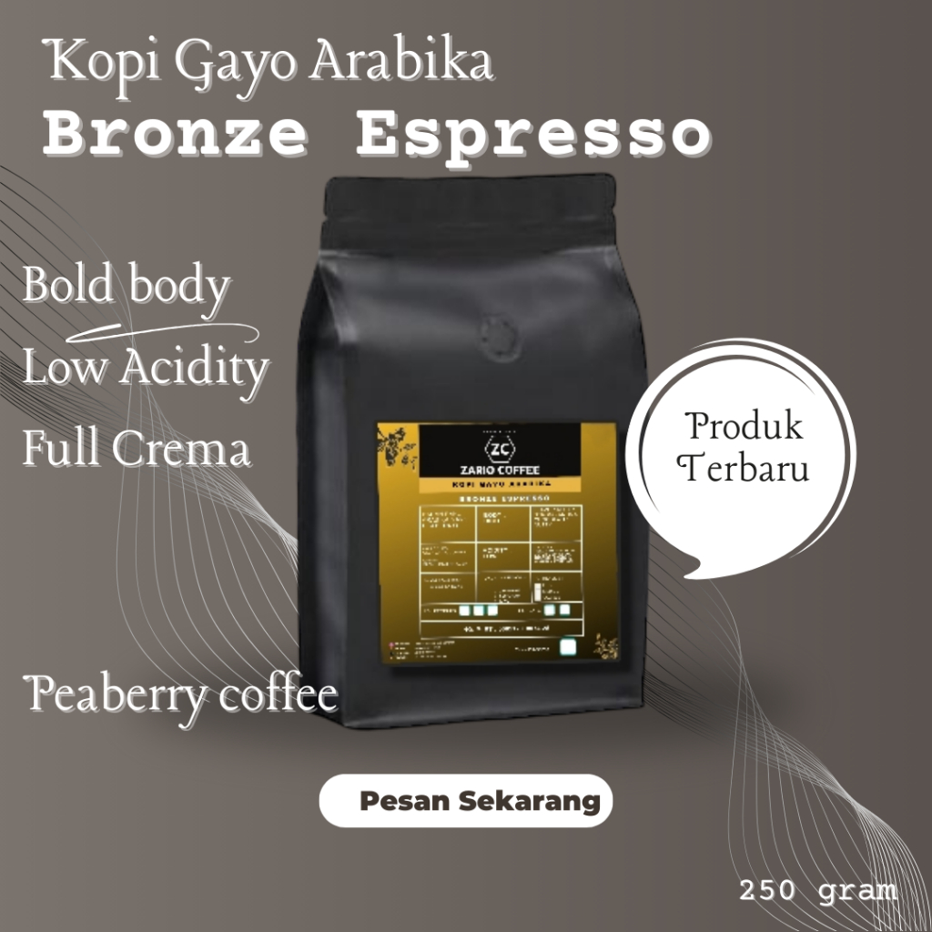 

Kopi Bronze Espresso 250 Gram Special Lanang Arabika Gayo