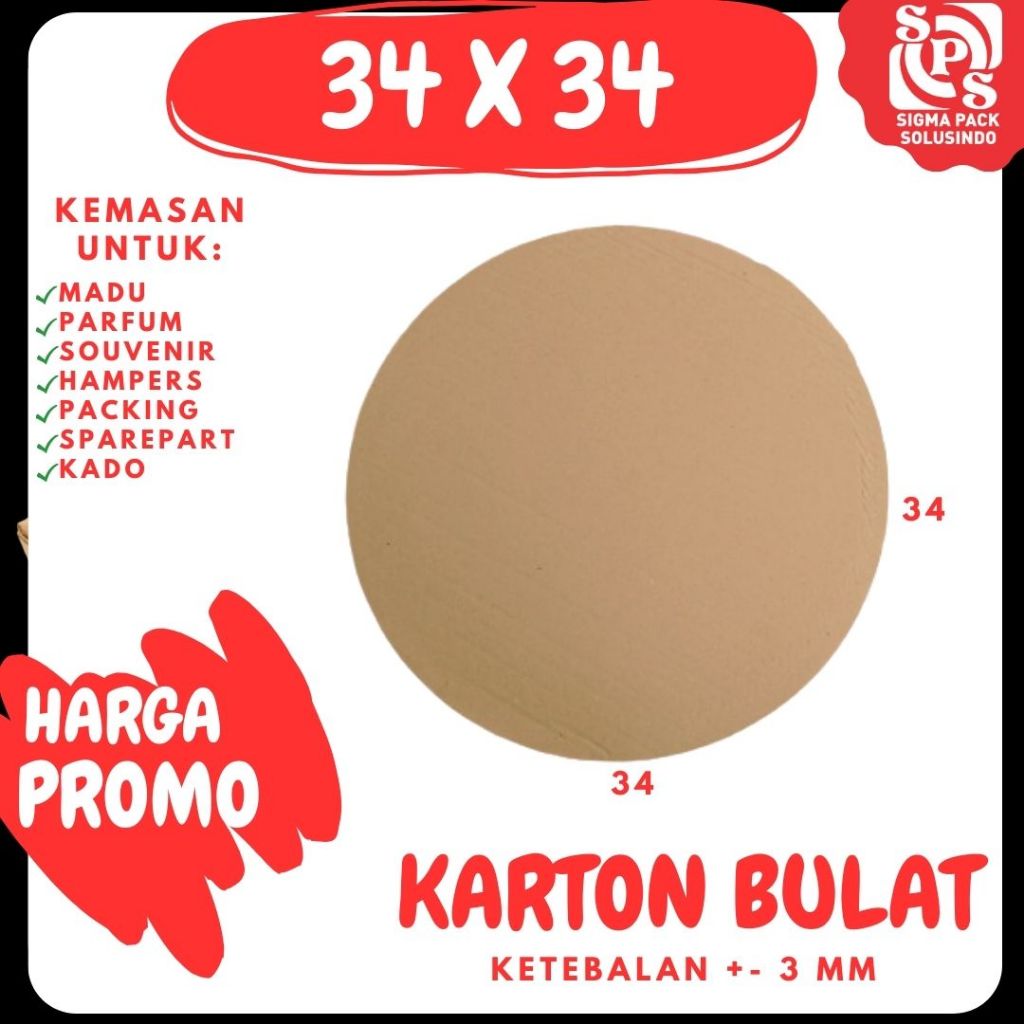 

Karton Bulat 34x34 Box Dus Packing Kotak Kemasan Karton Coklat Polos Lingkaran