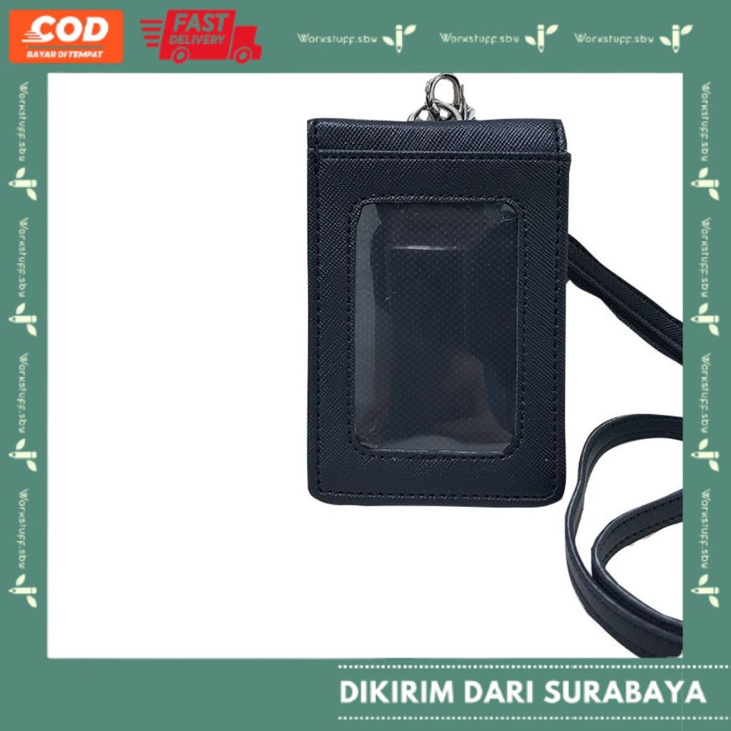 

Lanyard Magnet ID Hitam Card Holder Termurah Penutup Magnet Name Tag Slot Uang