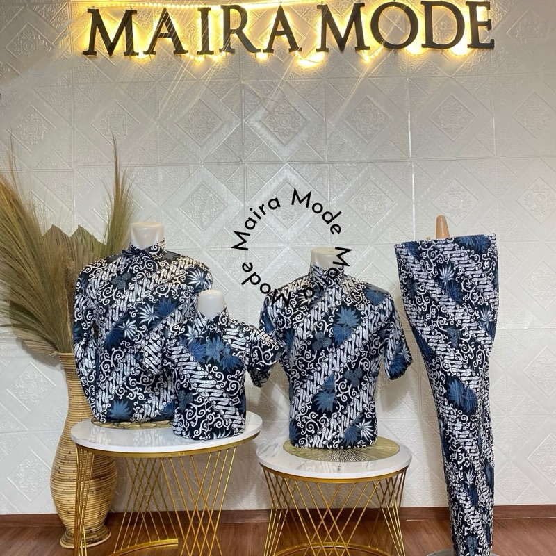 Elsabatikmaira -> BATIK KELUARGA  / BATIK COUPLE MODERN / BATIK COUPLE AYAH ANAK / ROK PLISKET / KEM