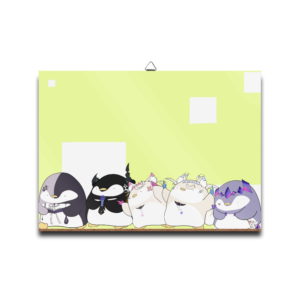 Poster dinding kayu anime vtuber HOLO EN PENGUIN DOLL ADVENT-HOLO ENmaterial MDF