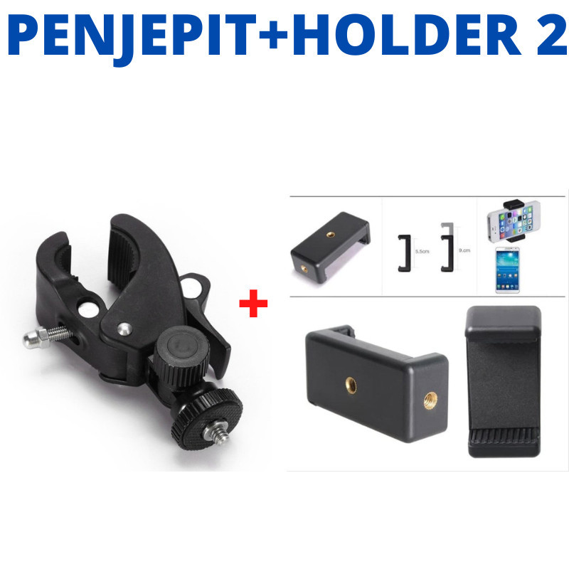 Penjepit Tripod ,sepeda Light Stand Tiang Universal Holder Clamp Plus