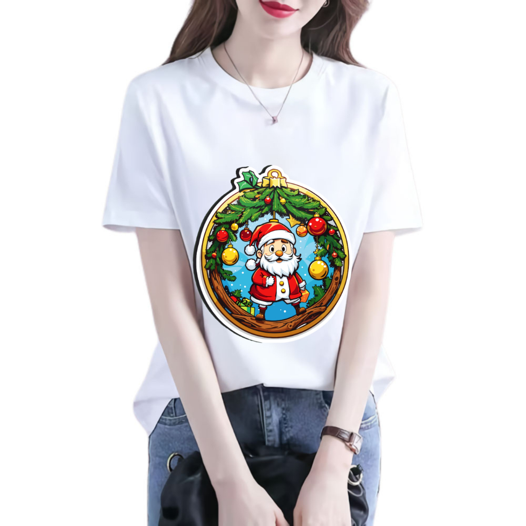 Orora Kaos Distro Premium Cartoon Santa Claus - Baju Atasan Sablon Pria Wanita Warna Hitam Putih Ukuran S M L XL XXL XXXL keren Original ORNTL 49