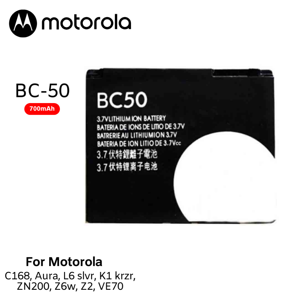 Battery Motorola BC-50 Baterai Motorolla BC50 Untuk Motorola C168 Aura L6 slvr K1 krzr ZN200 Z6w Z2 
