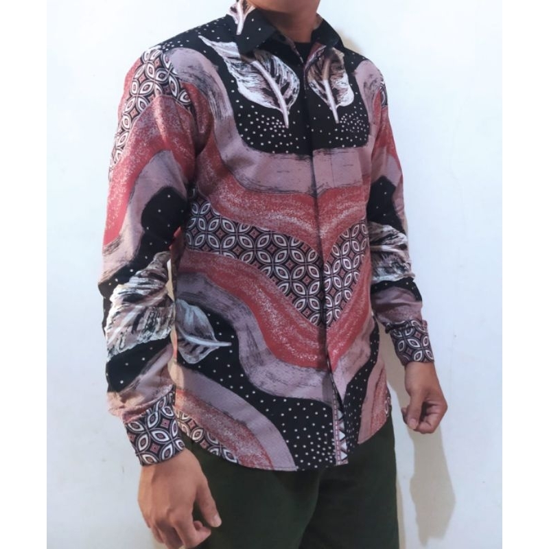 Batik Pria Lengan Panjang Bahan Dobby