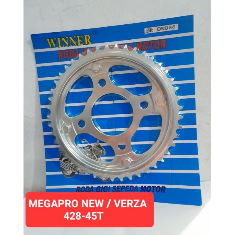 Gir Gear Belakang Mega Pro Verza GL Tiger 428-45T 45 Mata Winner