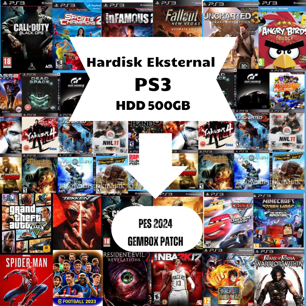Harddisk Eksternal PS3 500GB Full Game