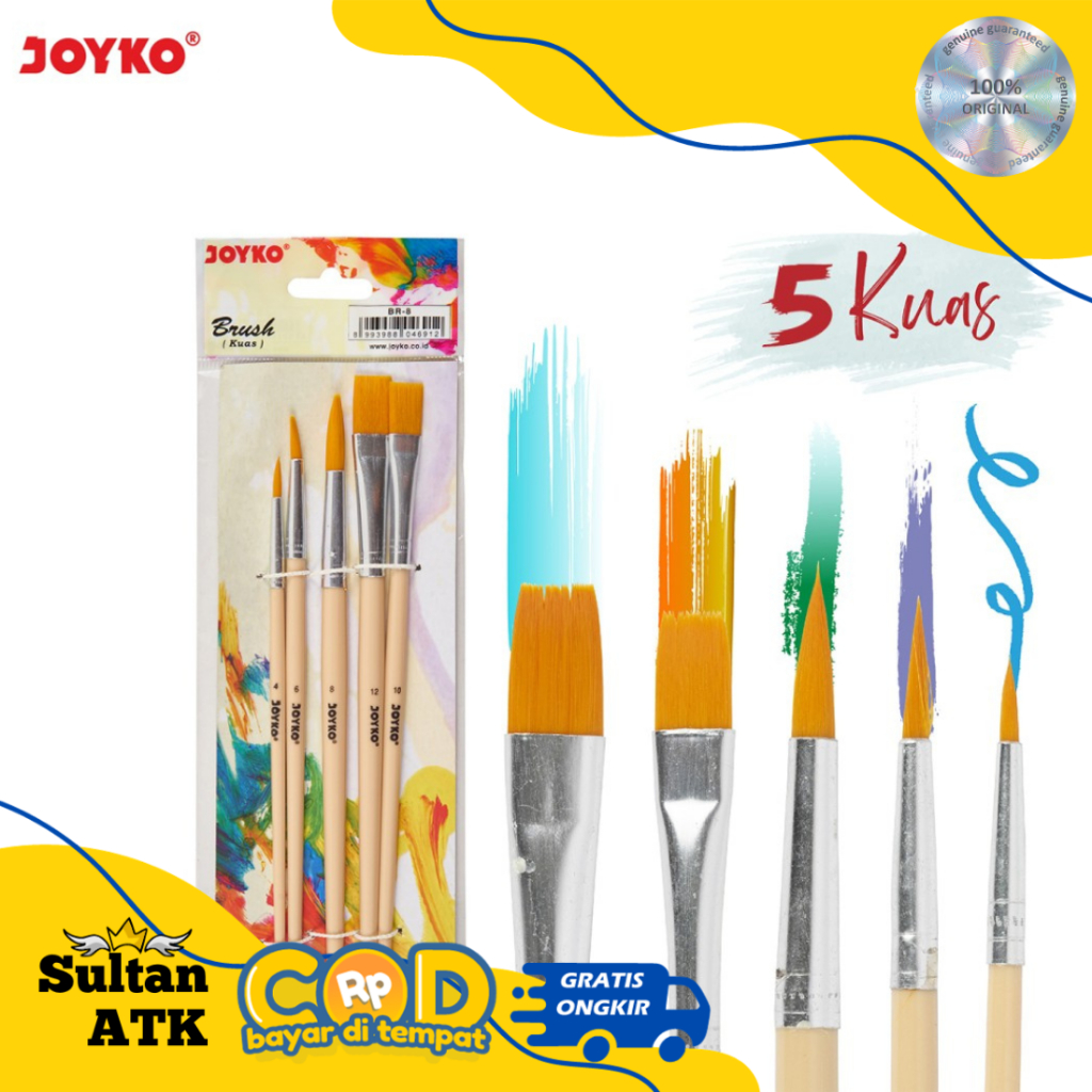 

SET KUAS LUKIS / BRUSH SET JOYKO BR-8 ( KUAS CAT AIR, ACRYLIC, MINYAK, POSTER, GUAS )