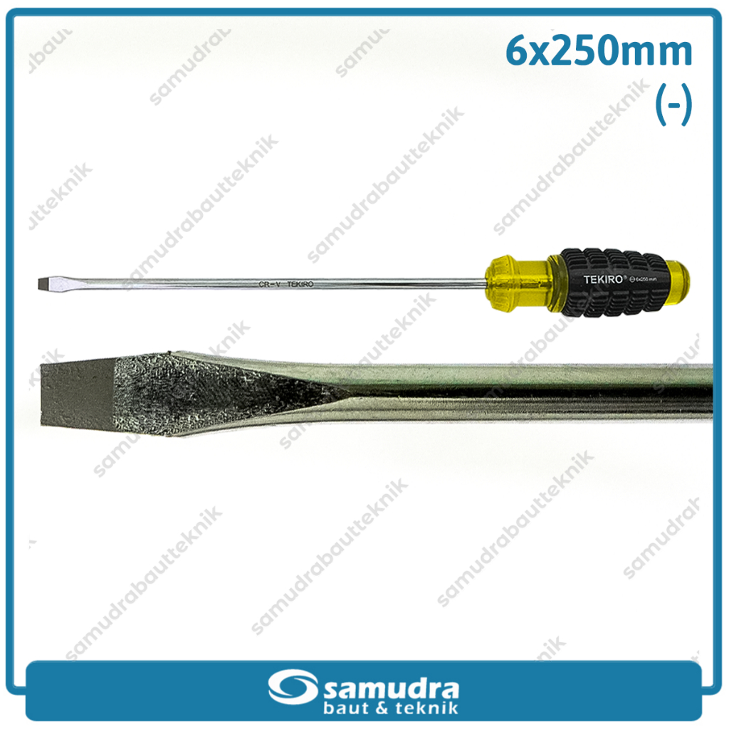Obeng Karet 10" Minus TEKIRO Tangan SL6 Screwdriver Min Panjang 250 mm