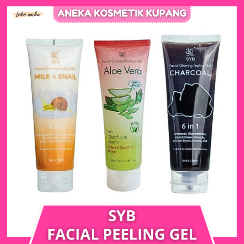 SYB Facial Glowing Peeling Gel Aloe Vera Milk & Snail Charcoal Peeling Wajah 130 ml