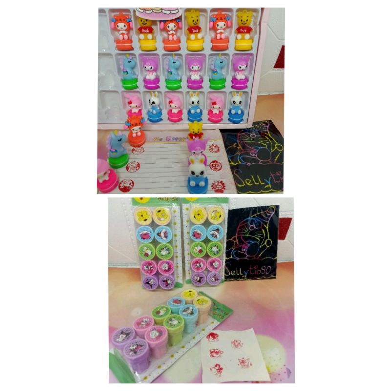 

stamp set anak karakter lucu mini isi 10pcs dan 6pcs