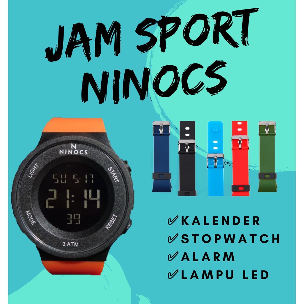 JAM TANGAN NINOCS  Pria dan Wanita Sport Watch Original 100% Dapat Dua Tali