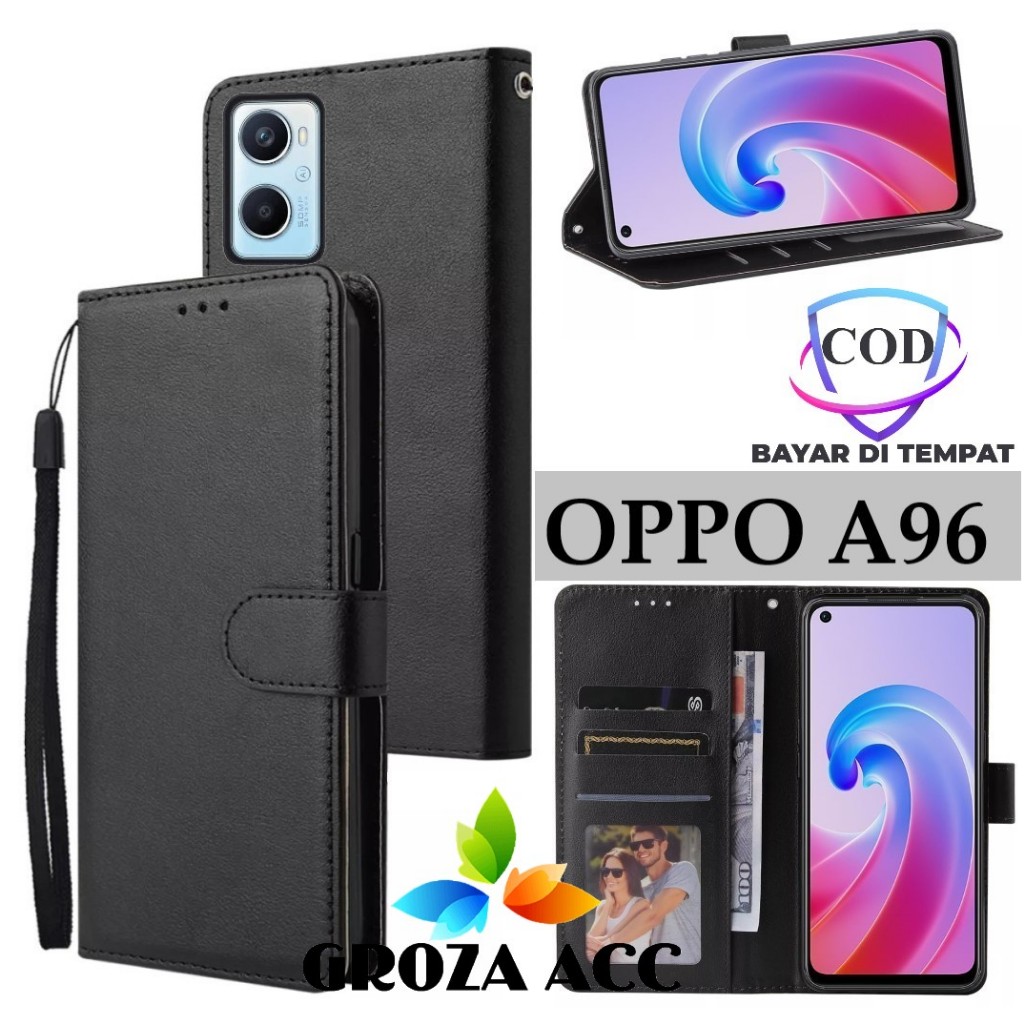 Flip Case OPPO A96 Case Wallet Kulit Casing Dompet Case Wallet Leather Flip Case OPPO A96 Casing hp 