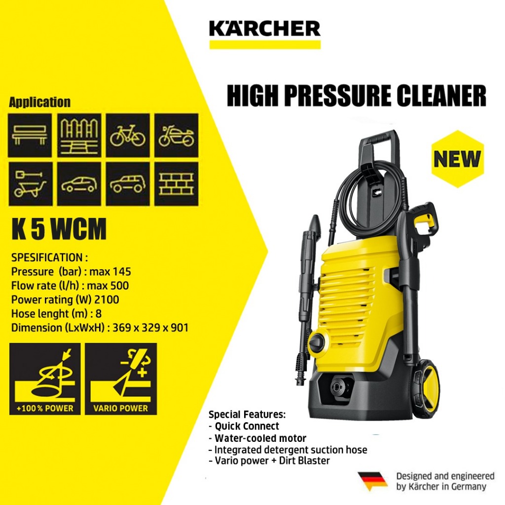Karcher Pressure Washer K 5 WCM 2100 Watt 145 Bar | High Pressure Cleaner Karcher K 5 WCM | Karcher 