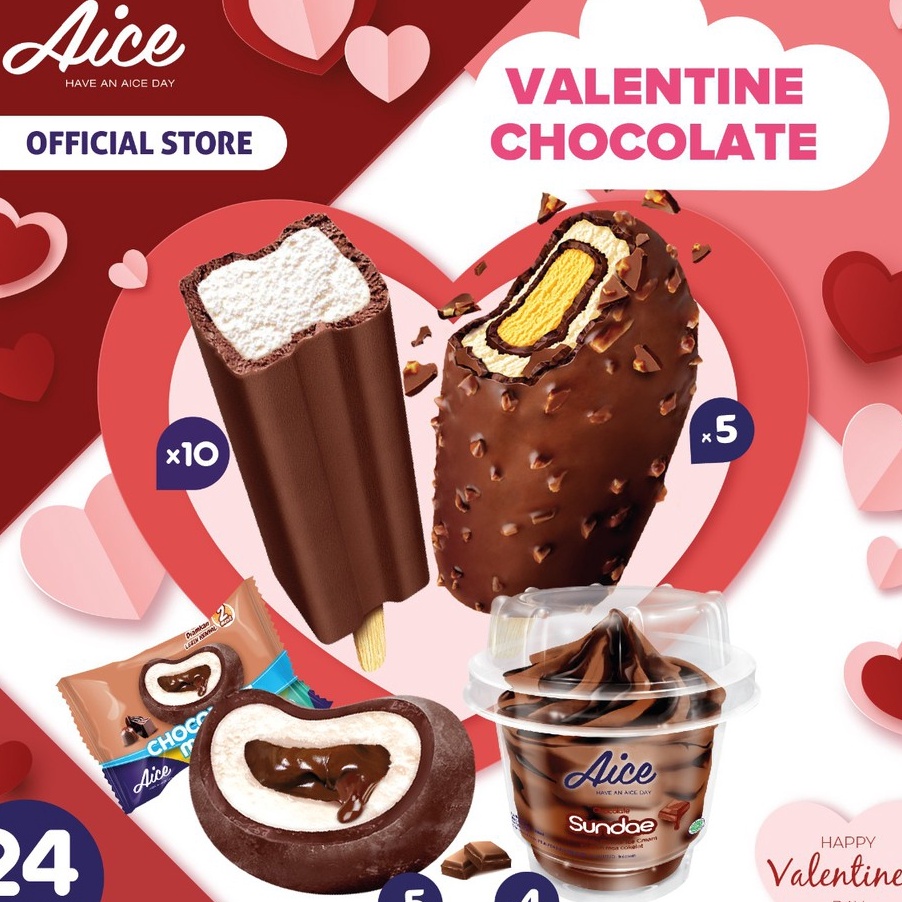 

Kode KQH234 Paket Es Krim Aice Ice Cream Special Valentine Chocolate Total 24 Pcs Eskrim hampers