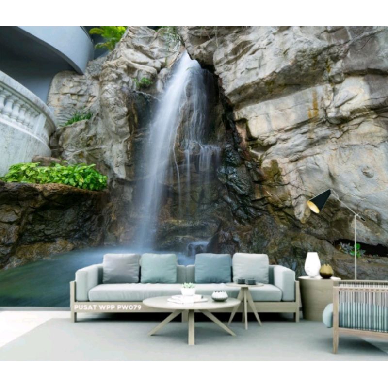Wallbaner Dinding Custom 3d , Wallpaper Dinding Ruang Tamu Pemandangan Alam , Wallpaper Air Terjun ,