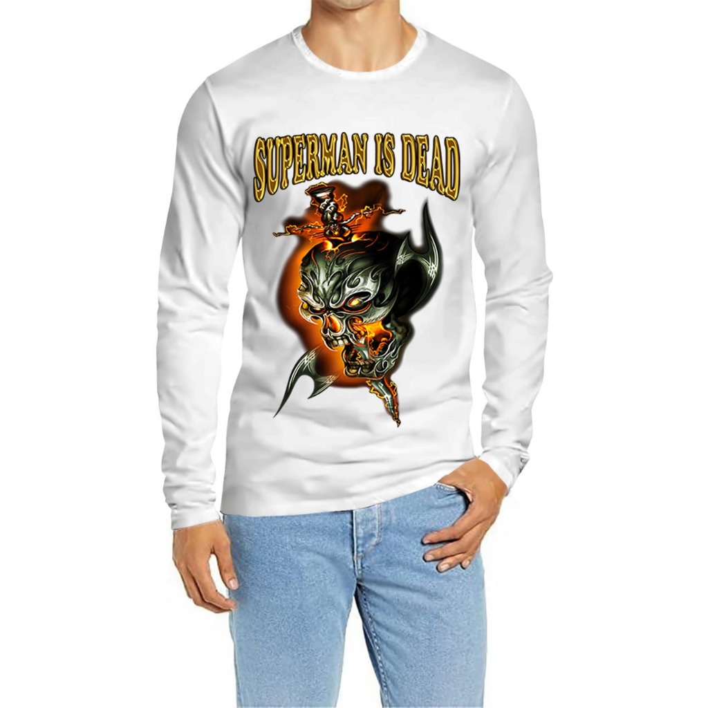 ALPHA - KAOS LENGAN PANJANG JUMBO GAMBAR METAL BAND SUPERMAN IS DEAD FIRE